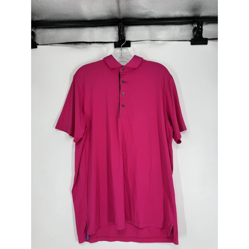 Greyson Polo Shirt Mens Size Large Hot Pink Short Sleeve Golf Performance Solid